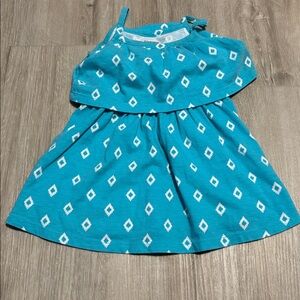 Blue Patterned Sleeveless Dress